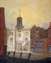 Vista della Chiesa della Santissima Trinità, Minories, Città di Londra, 1810