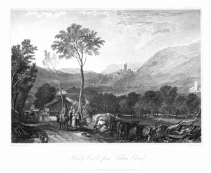 Castello di Hornby dalla chiesa di Tatham, c. 1822