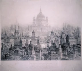 Città dei sogni degli edifici di Christopher Wren, 1842