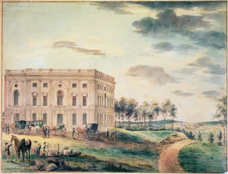 Veduta del Campidoglio di Washington prima che fosse bruciato dagli inglesi, c.1800