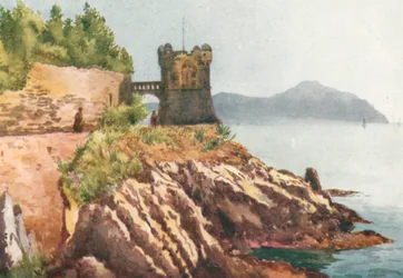 La passeggiata, Nervi (litografia a colori)