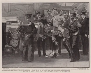 Una lezione di artiglieria navale, le Guardie della Vita visitano una nave da guerra