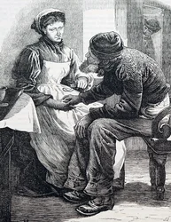 Una coppia anziana. Di William Small (1843-1929) un illustratore inglese. 1880 (incisione)