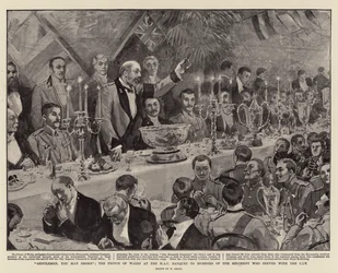 Signori, potete fumare, il Principe di Galles al banchetto HAC per i membri del reggimento che hanno servito con il CIV