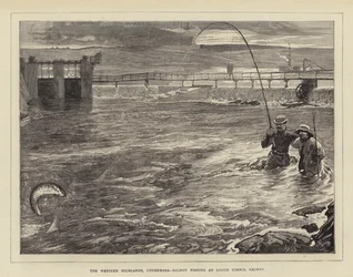Le Highlands occidentali, Connemara, pesca al salmone a Lough Corrib, Galway