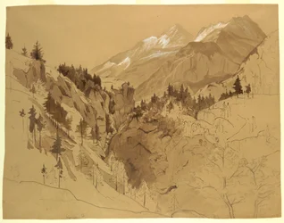 Disegno, Montagne vicino a Meiringen, Svizzera, 1856