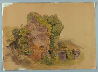 Base della torre, schizzo di rovine nella foresta