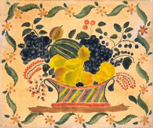 Cesto di frutta, 1830 circa (acquerello su velluto (pittura a teorema))
