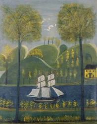 Under Full Sail, secondo quarto del XIX secolo (olio e caseina () su intonaco e listello)