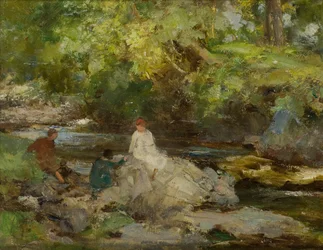 Tre Figure Vicino a un Fiume