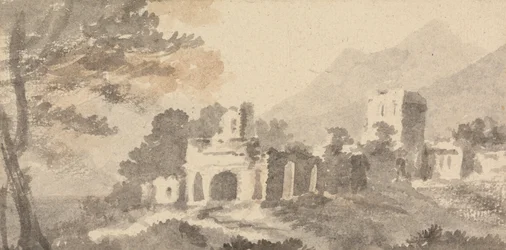 Paesaggio Italiano con Castello in Rovina