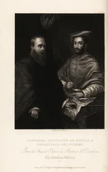 Ritratto di Sebastiano del Piombo, pittore italiano del Rinascimento e del primo Manierismo, circa 1485-1547, con il Cardinale Ippolito de