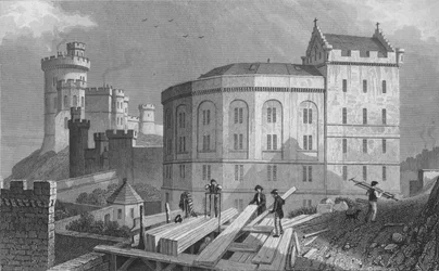 Estremità orientale del Bridewell e Casa del Governatore della prigione, Edimburgo, 1829