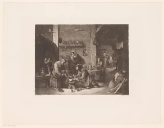 Interno con un medico e un barbiere