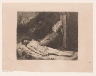 Maria e Giovanni Battista piangono sul corpo di Cristo