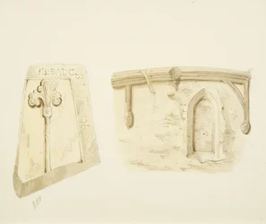 Parte di una tomba e resti di una finestra nella chiesa di San Giacomo, Bristol
