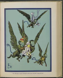 "Le scimmie presero Dorothy in braccio e volarono via con lei", illustrazione da "Il meraviglioso Mago di Oz" di Lyman Frank Baum