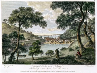 Raffinerie di rame vicino a Holywell, Flintshire, Galles di proprietà della Mona Company, 1792