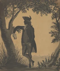 Giovane uomo appoggiato a un albero con un libro, ca. 1780-89