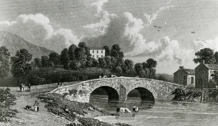 Greta Hall e il ponte di Keswick, inciso da E. Francis, 1842