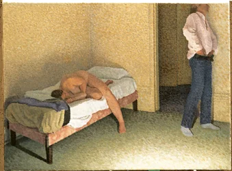 Interno con una figura che si veste