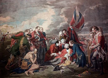 La morte del generale James Wolfe (1727-1759) nella battaglia di Quebec City nella guerra dei sette anni il 13 settembre