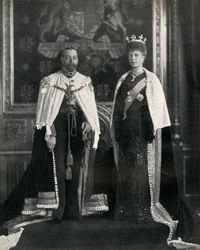 Re Giorgio V e la regina Maria alla loro prima apertura del Parlamento, 6 febbraio 1911