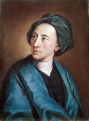 Ritratto del poeta britannico Alexander Pope con turbante