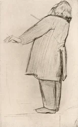 Johannes Brahms (1833-1897) compositore tedesco, che dirige (disegno)