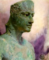 Testa di una statua di bronzo di Pepi I, faraone egizio, 24°-23° secolo a.C.