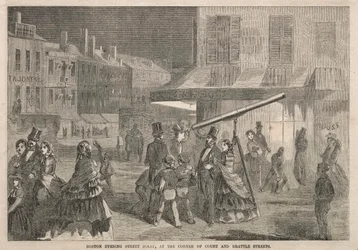 Scena di strada serale a Boston, all