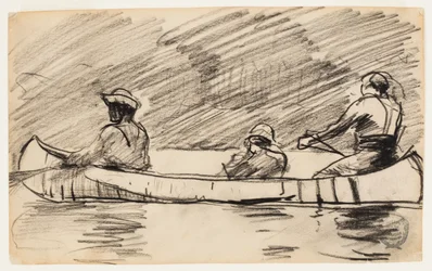Canoa con tre uomini