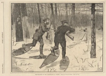 Caccia al cervo negli Adirondacks in inverno, da Every Saturday, 21 gennaio 1871