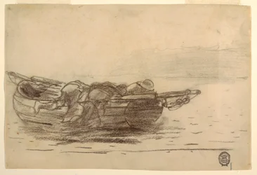 Disegno, Pescatori che si arrampicano sui moli, Cullercoats, Inghilterra, 1881-82