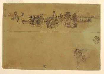 Disegno, Gruppi di donne in spiaggia, Cullercoats, Inghilterra, 1881-82