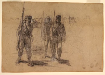 Disegno, Soldati che si esercitano, probabilmente 1864