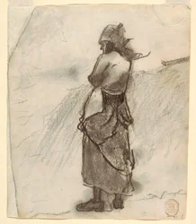 Disegno, Donna che guarda il mare, Cullercoats, Inghilterra, 1881-82
