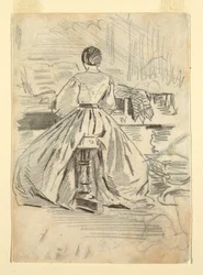 Disegno, Donna al pianoforte, 1862