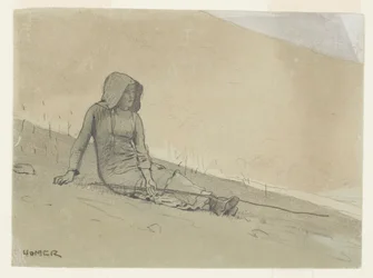 Ragazza seduta su una collina
