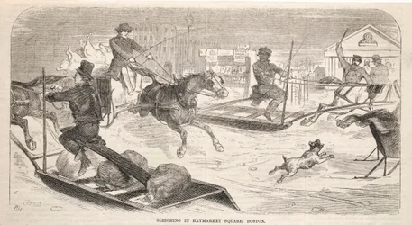 Slittino in Haymarket Square, Boston, 1859