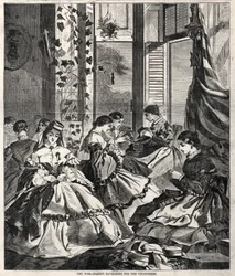 La guerra - Realizzazione di Havelocks per i volontari, 1861