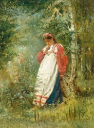 Giovane donna nel bosco