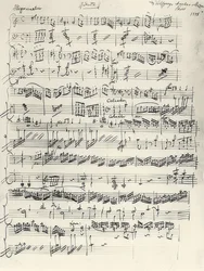 Inizio della Sonata per pianoforte in la minore, KV 310, autografo, 1778