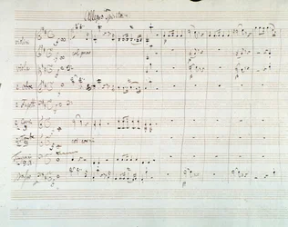 Pagina di spartito della Sinfonia n. 8 in re maggiore, di Mozart (1768)