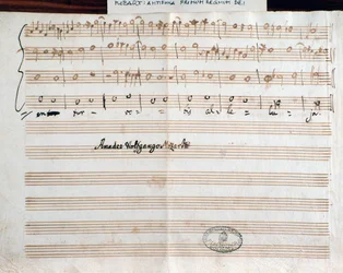 Pagina con la firma del compositore di Querite primum regnum Dei di Mozart per ottenere il titolo di Accademico filarmonico (1770)