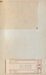 Pagina di un album contenente disegni e diverse stampe di architettura