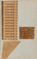 Pagina di un album contenente disegni e diverse stampe di architettura, ca. 1800-1850. Creatori: Officina di Charles Percier, Officina di Pierre François Léonard Fontaine