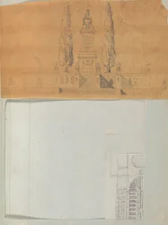 Pagina di un Album contenente Disegni e Diverse Stampe di Architettura