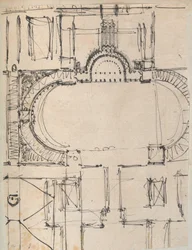 Pagina da un Album contenente Disegni e Diverse Stampe di Architettura, Int..., ca. 1800-1850. Creatori: Officina di Charles Percier, Officina di Pierre François Léonard Fontaine