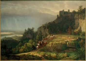 W. Whittredge, Battaglia davanti al castello (Castello Drachenfels)